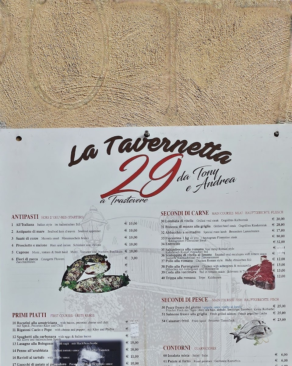 Menu La Tavernetta 29 Da Tony E Andrea-1